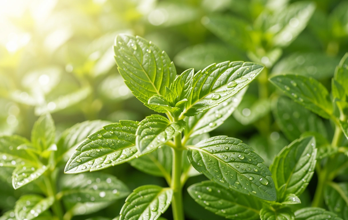 Sariwang mga dahon ng herbal